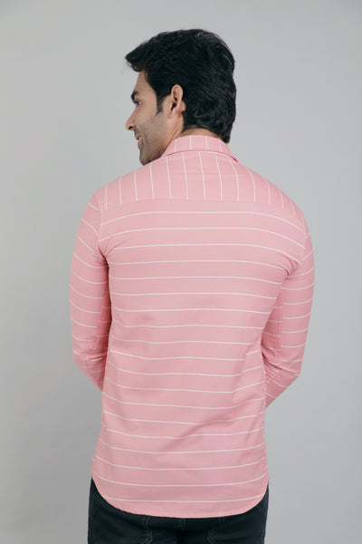 Men pink and white Stripe Slim Fit Casual Shirt