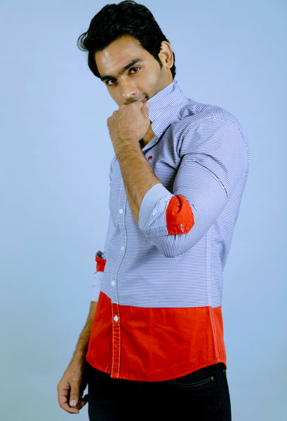 Black stripes and Red Slim Fit Casual Shirt