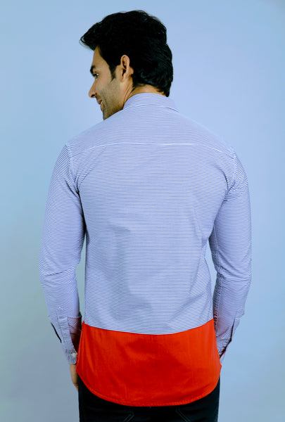Black stripes and Red Slim Fit Casual Shirt