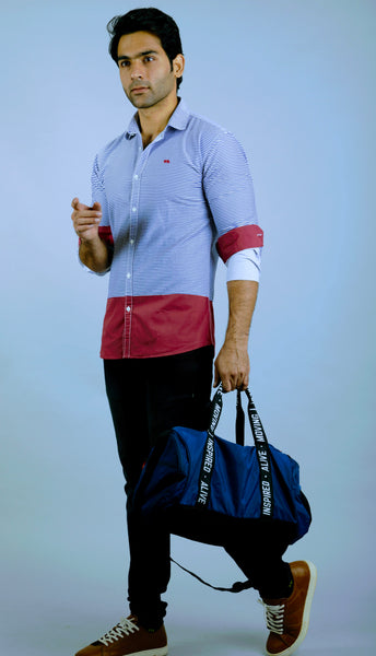 Blue stripes and pink Slim Fit Casual Shirt