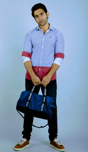 Blue stripes and pink Slim Fit Casual Shirt