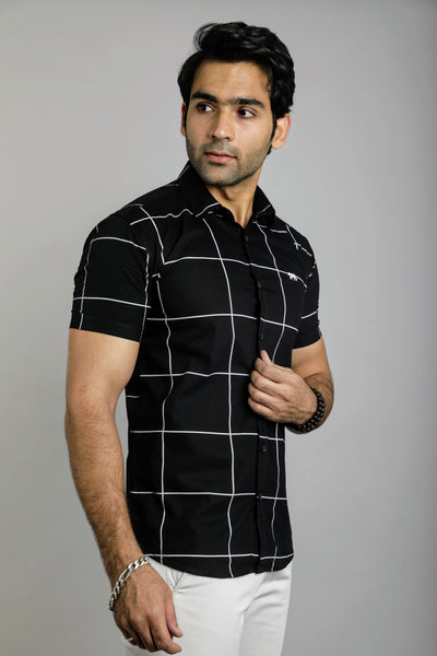 Black Check Slim Fit Casual Shirt