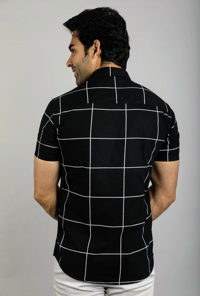 Black Check Slim Fit Casual Shirt