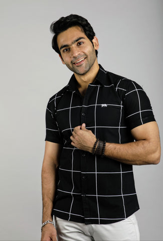 Black Check Slim Fit Casual Shirt