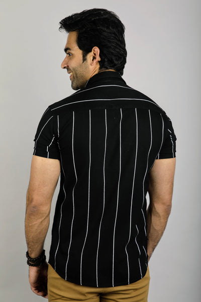 Black lines Half Sleeves Slim Fit Casual Shirt