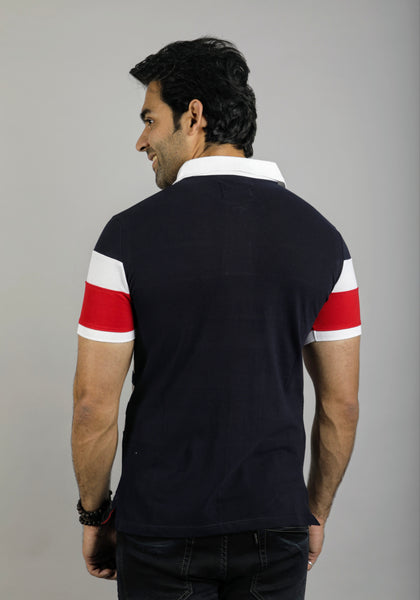 Red and Navy Slim Fit Polo T-Shirt