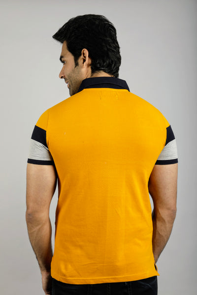 Buy Yellow and Grey Slim Fit Polo T-Shirt at best price