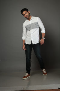 White & Small Checks Slim Fit Casual Shirt