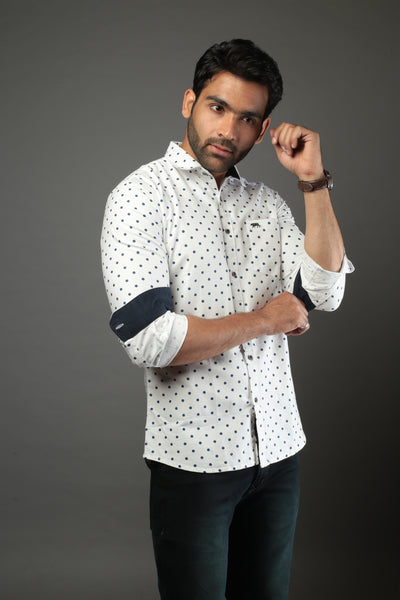Men Designer Polk Dots Slim Fit Casual Shirt