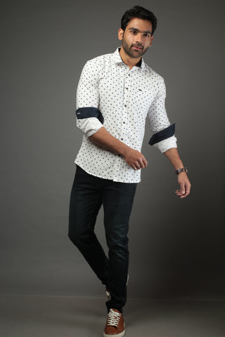 Men Designer Polk Dots Slim Fit Casual Shirt