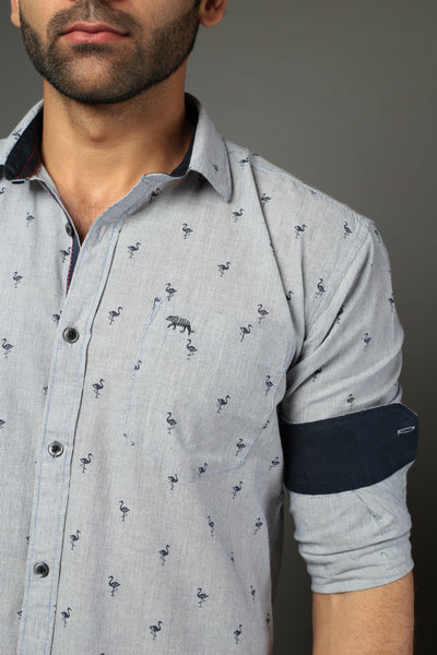Men Designer Sparrow Printed Slim Fit Casual Shirt