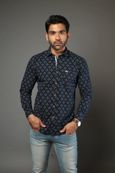 Men Designer Printed Flower Slim Fit Casual Shirt