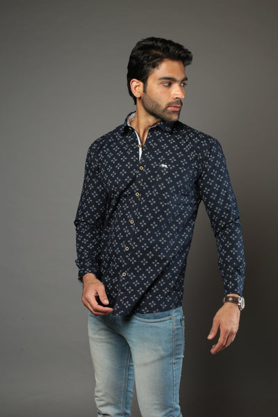 Men Designer Printed Flower Slim Fit Casual Shirt
