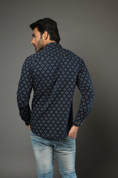 Men Designer Printed Flower Slim Fit Casual Shirt
