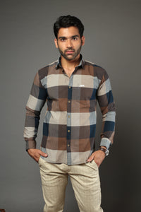 Men Block Checks Slim Fit Casual Shirt