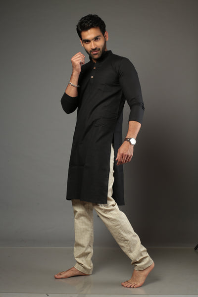Black Color Slim Fit Kurta