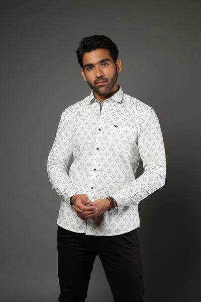 Men Designer White Slim Fit Casual Shirt