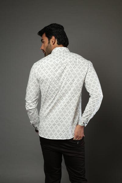Men Designer White Slim Fit Casual Shirt