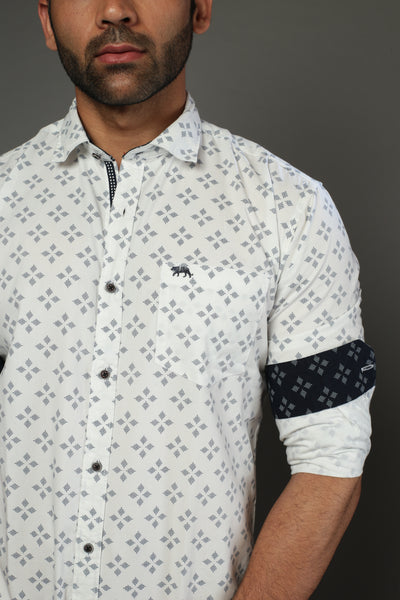 Men Designer White Slim Fit Casual Shirt