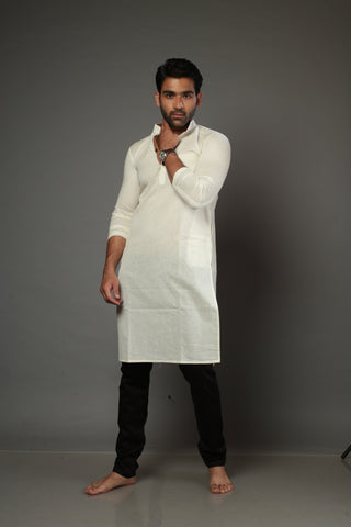 White Color Slim Fit Kurta