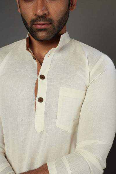 White Color Slim Fit Kurta