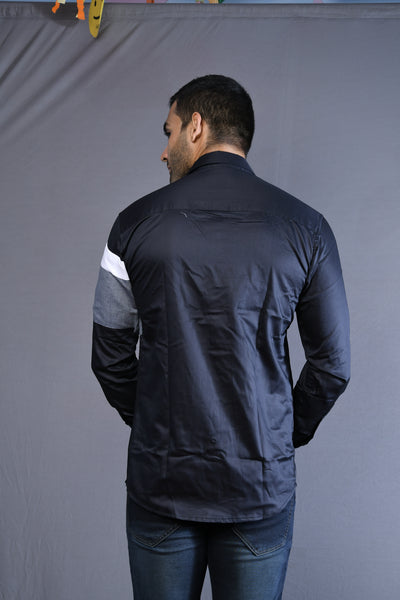 Black White and Grey Slim Fit Casual Shirt