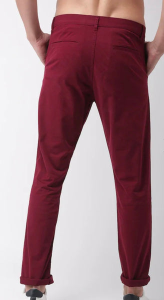 Maroon solid chinos