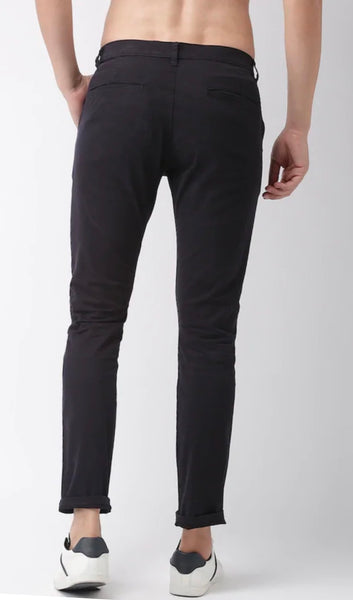 Mens Black Solid Color Chinos