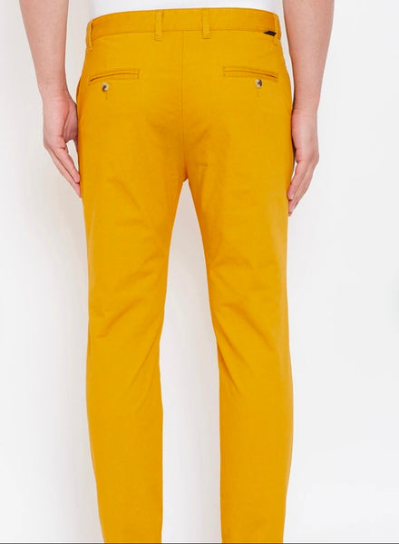 Mens Mustard Solid Color Chinos