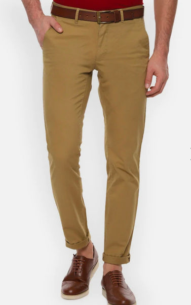 Mens Khaki Solid Color Chinos