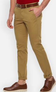 Mens Khaki Solid Color Chinos