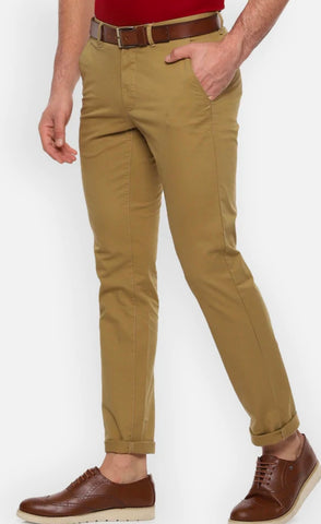Mens Khaki Solid Color Chinos