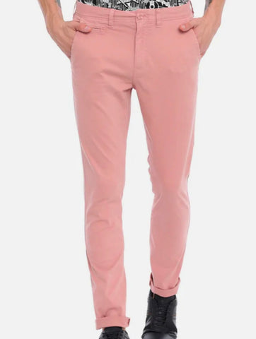 Mens Peach Solid Color Chinos