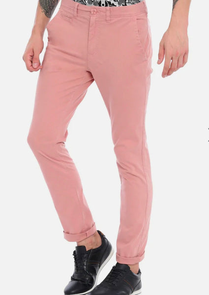 Mens Peach Solid Color Chinos