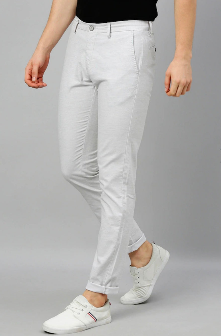 Mens Light bluish grey Solid Color Chinos