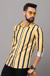 Yellow Stripes Full Sleeves Slim Fit Casual Shirt